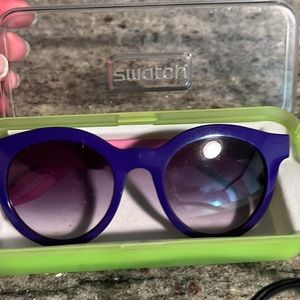 🔥SALE🔥swatch eyes interchangeable sunglasses purple face pink arms-READ BELOW